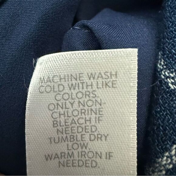 J. Jill Navy White Patterned Pants Size 10 Chic Trousers with Subtle Grid Design - Picture 8 of 8